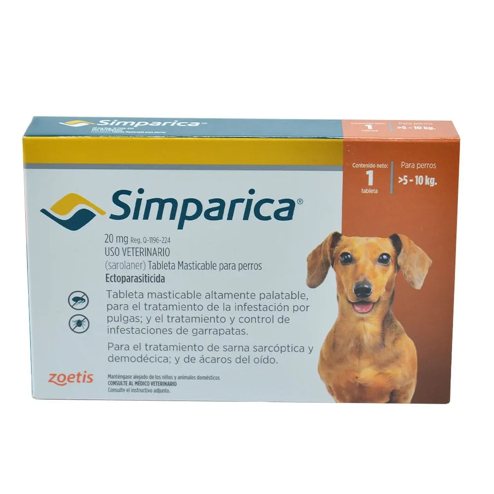 Simparica Antiparasitario Perros de 5 a 10 Kg 1 tableta
