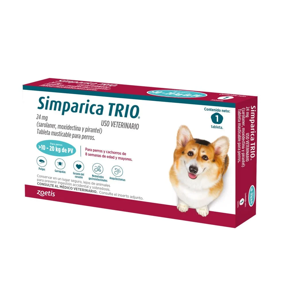 Simparica Antiparasitario Trio Perros de 10 a 20 Kg